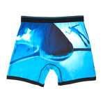 Shark Print Performance Boxer Brief // Blue (Small)