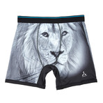 Lion Print Performance Boxer Brief // Grey + Black (Small)