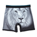 Lion Print Performance Boxer Brief // Grey + Black (Small)