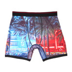 Boulevard Print Performance Boxer Brief // Blue + Red (Small)