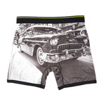 Vintage Car Print Performance Boxer Brief // Black + White (Small)