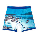 Thai Beach Print Performance Boxer Brief // Ocean Blue (Small)