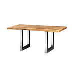 Straight Cut Dining Table + Stainless Steel Legs (70"L x 36"W x 30"H)