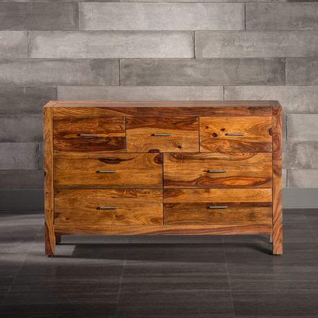 Large Andie 7 Drawers Rosewood Dresser // Light Brown