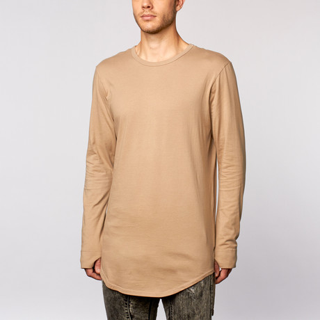 Packs Long Sleeve High-Low Tall Tee // Khaki (S)