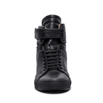 Amalfi High-Top Sneaker // Black Leather + Black Sole (Euro: 42)