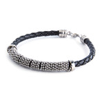 Leather Sting Ray Steel Bracelet // Black + Silver