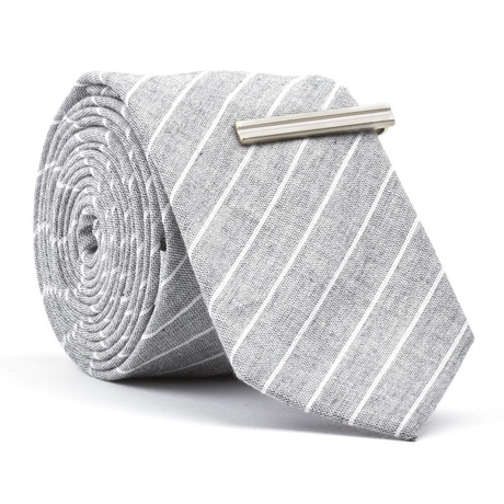 Skinny Tie + Tie Clip // A Fish Called Fonda // Grey