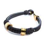 Leather Hook Bracelet // Gold + Black
