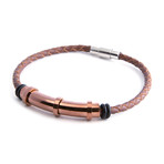 Curved Leather Bracelet // Brown + Silver
