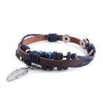 Evil Eye Feather Bracelet // Black + Brown