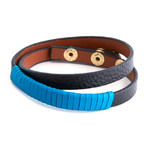 Stud Leather Bracelet // Black + Aqua