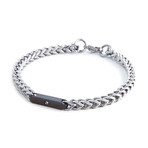 Center Bar Crystal Bracelet // Silver + Black