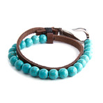 Marbled Bead Leather Bracelet