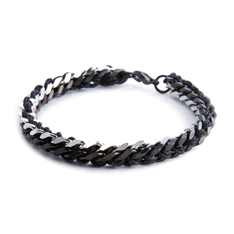 Curb Chain Woven Bracelet // Black