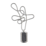 Leather Dog Tag // Black + Silver