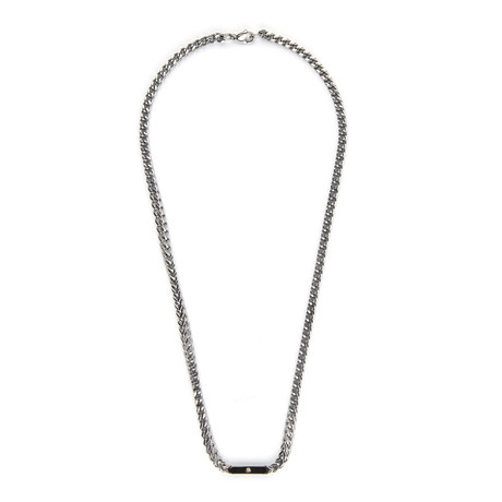 Center Bar Crystal Necklace // Silver