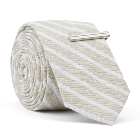 Skinny Tie + Tie Clip // Squander Wander // Cream