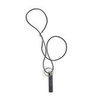 Ring Rectangle Leather Necklace // Black + Silver
