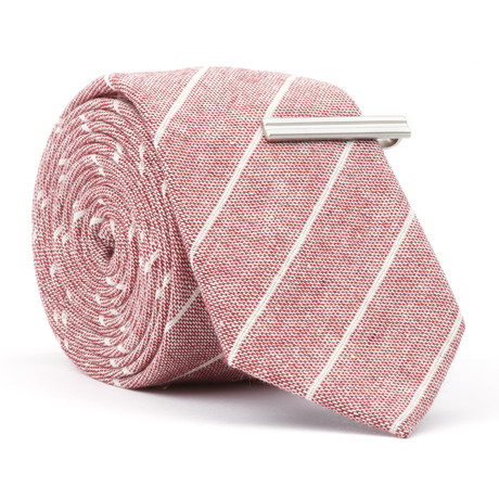 Skinny Tie + Tie Clip // Painful Payne // Red