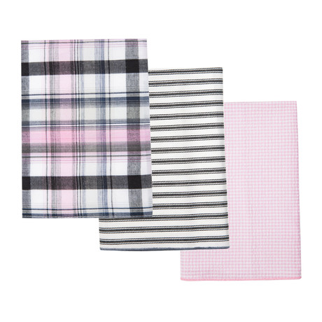 Pocket Square 3 Set Combo // Pink + Black