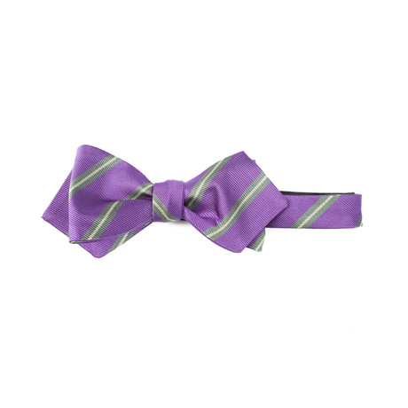 Silk Stripe Diamond Point Bowtie // Purple + Green