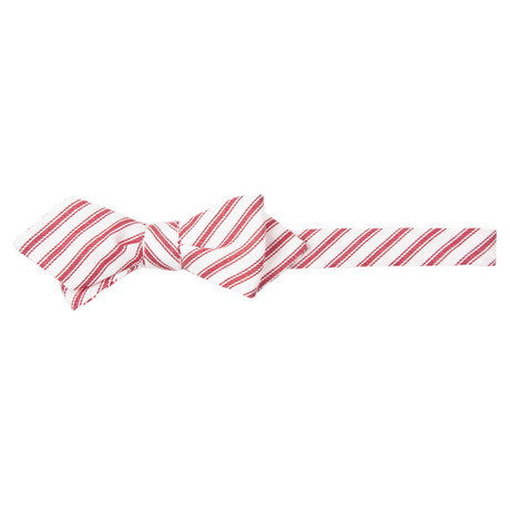 Cotton Track Stripe Diamond Tip Bowtie // Red