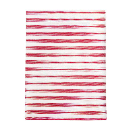 Cotton Track Stripe Pocket Square // Red