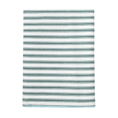 Cotton Track Stripe Pocket Square // Green