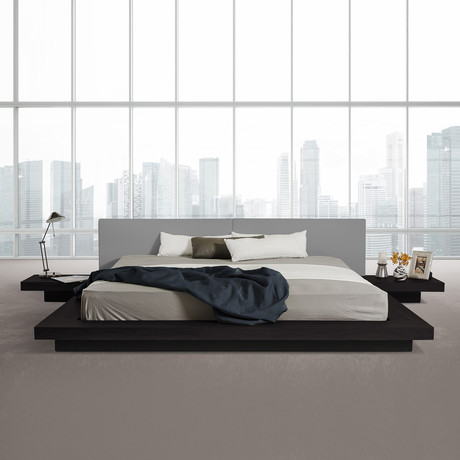 Modrest Opal Modern Low Profile Platform Bed // Black + Grey (Queen)