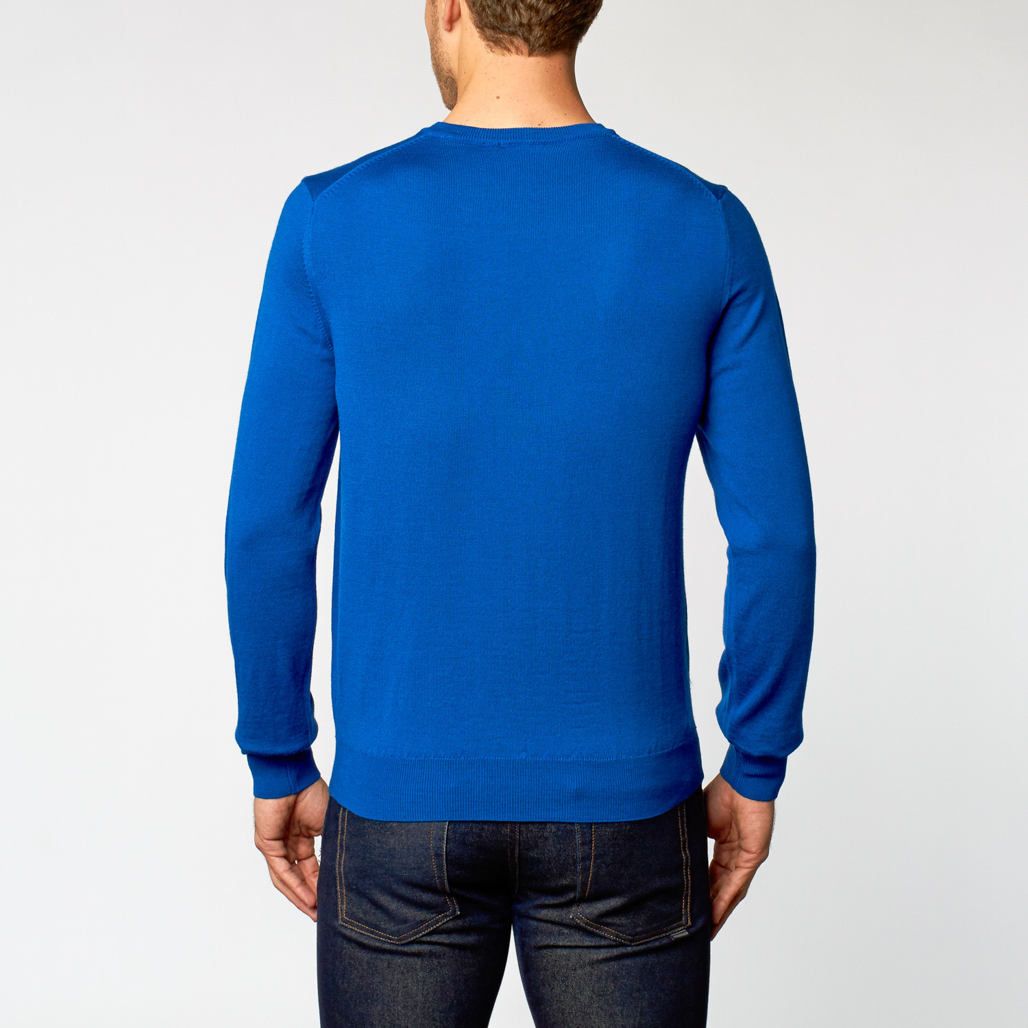 Round-Neck Sweater // Bright Blue (M) - Clearance: Outerwear + Sweaters ...