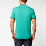 Just Cavalli // Short-Sleeve Polo // Green Multistripe Trim (XL)