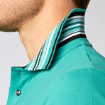 Just Cavalli // Short-Sleeve Polo // Green Multistripe Trim (XL)