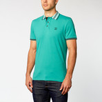 Just Cavalli // Short-Sleeve Polo // Green Multistripe Trim (XL)
