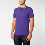 Short-Sleeve Polo // Purple Multistripe Trim (M)