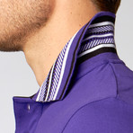 Short-Sleeve Polo // Purple Multistripe Trim (M)