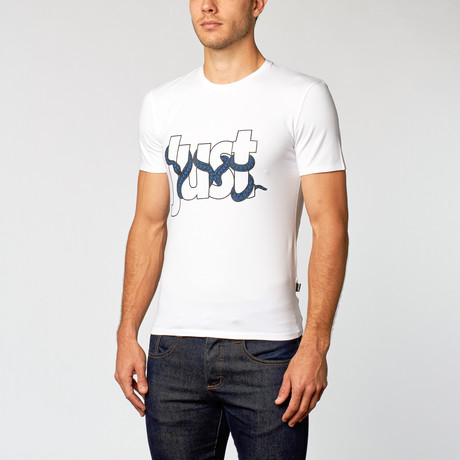 Just Cavalli // Just Snake T-Shirt // White + Blue (M)
