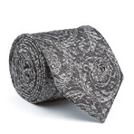 Silk Tie // Black + Silver Flora