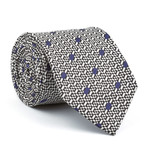 Silk Tie // Blue Dot + White