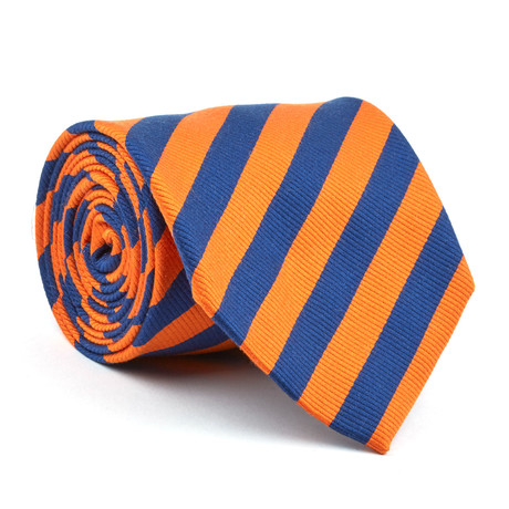 Diagonal Striped Silk Tie // Orange + Blue