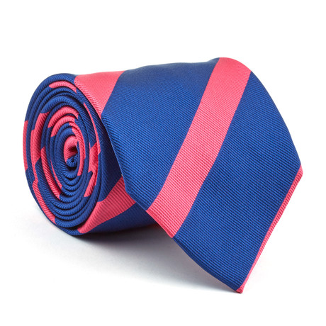 Silk Tie // Red + Blue Bold Diagnal Stripe