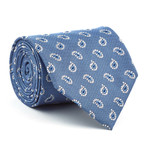 Silk Tie // Blue + White Paisley