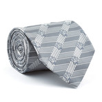 Silk Tie // Silver Diagnal Medusa Stripe