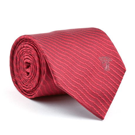 Silk Tie // Red Wave Stripe