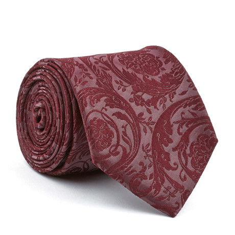 Silk Tie // Dark Red Flora