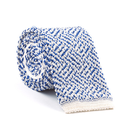 Knitted Silk Tie // Blue + White