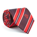 Silk Tie // Red + Maroon Diagnal Stripes