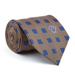 Silk Tie // Navy Squares + Gold