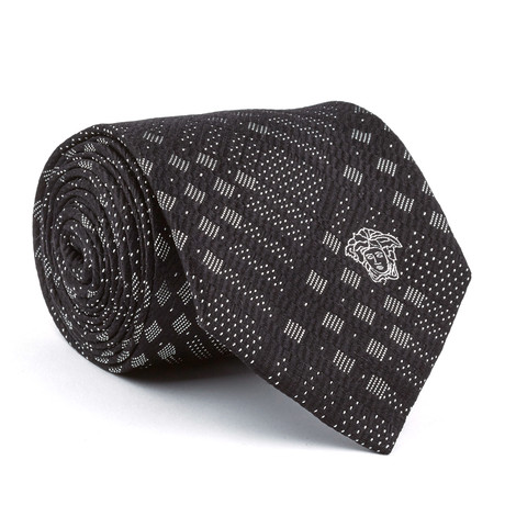 Silk Tie // Black Square Dot