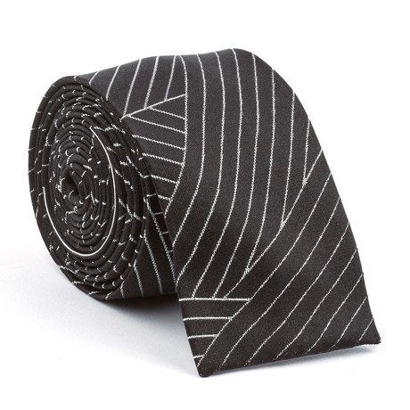 Silk Tie // Black + White Lines